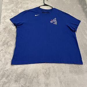 Atlanta Braves Shirt Mens 3XL Blue MLB Baseball Hank Aaron 715 Nike Cotton Tee